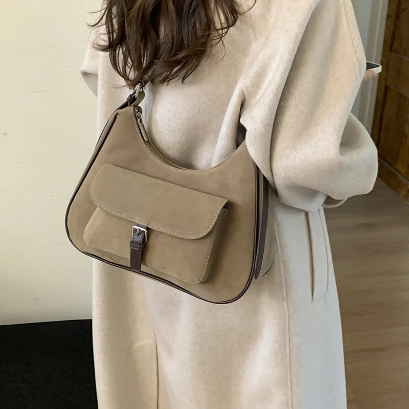 

2025 Fall Winter Matte Leather Tote Bag for Women Soft Textured Crossbody Purse Vintage Underarm Shoulder Bag