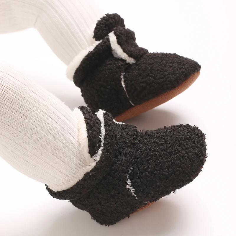 Neugeborenes Baby, Junge, Mädchen, weiche Fleece-Booties, Stay On, Säuglingshausschuhe, Socken, Schuh, rutschfester Greifer, Kleinkind-Erstwanderer, Winter-Knöchel – Detail 17