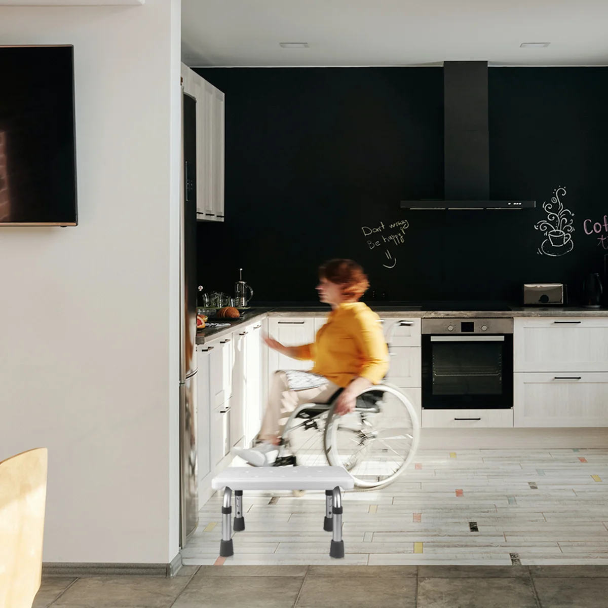 

1Pcs Adjustable Shower Stool Aluminum Alloy Bath Chair Square Seat 41x22cm Non Slip Pe Foot Pads for Elderly Disabled Pregnant