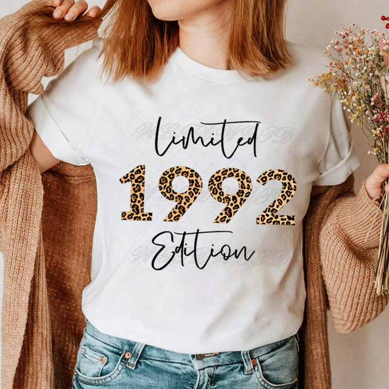 Limited Edition 1992 T Shirt Leopard Print Summer Womens Tops 33rd Birthday Gift Leopard 1990 To 1999 Graphic T Shirts Women