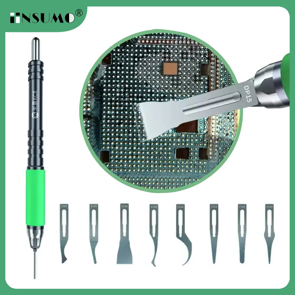 Mijing KC8 Disassembly Knife for Macbook Motherboard CPU NAND Glue Removal Blade BGA Chip Scraper Pry Quick Release Kinfe Kit