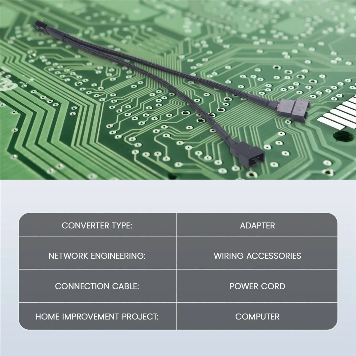 

SWXF 3Pcs PWM Fan Splitter Cable 2Way 4Pin Y Sleeved Extension Power Cable 1To2 Converter for PC Motherboard,Computer CPU Fan