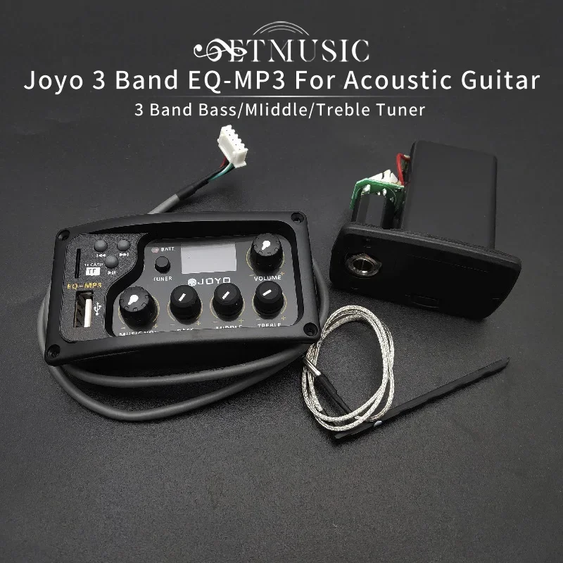 JOYO EQ-MP3 3Band EQ with Tuner and MP3 Player Acoustic Guitar MP3 Equalizer Music Volume Bass Middle Treble Presence Captador