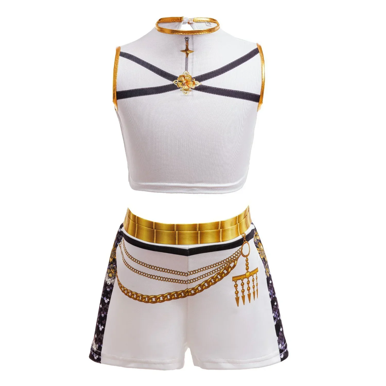 Kleinkind-Mädchen Sängerin Show Cosplay Outfit 3-teiliges Set Mantel Weste Hose Kinder Bühnenauftritt Verkleidungs-Partykostüm – Detail 4