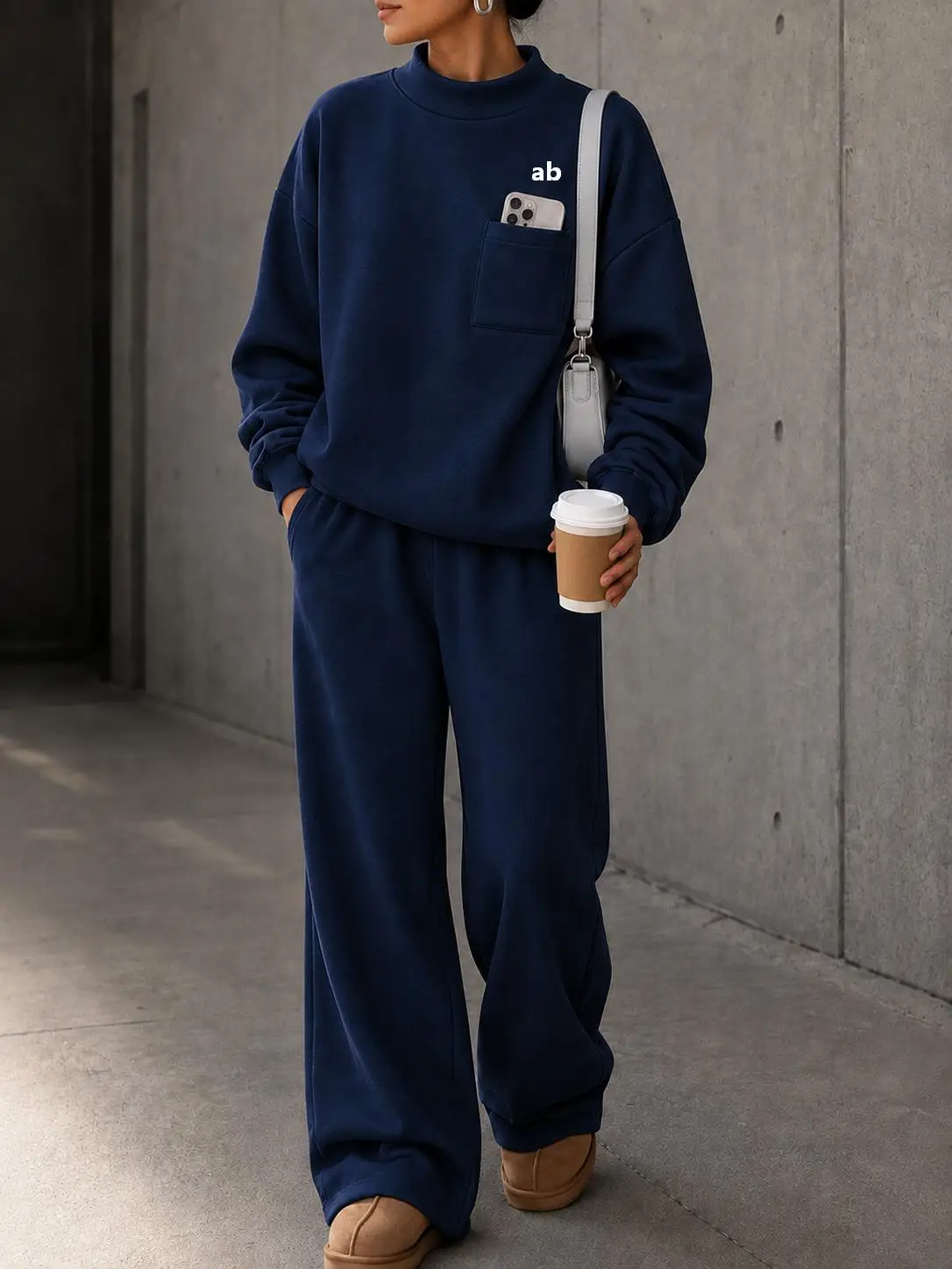 2026 Autumn-Winter New Style Button-Up Hoodie and Wide Leg Pants Set for Women - Pure Color Casual Sports Outfit for Women