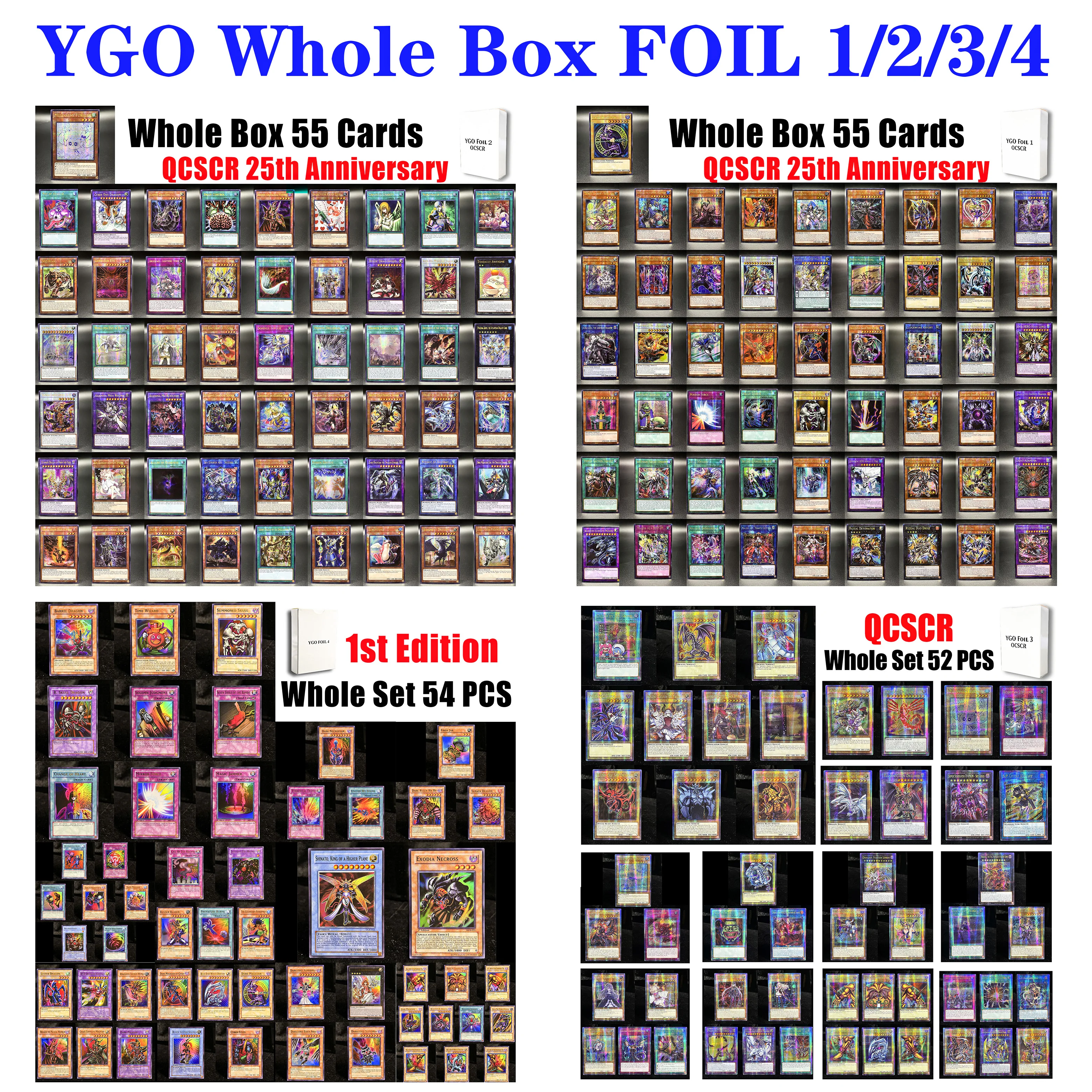 PROXY YuGiOh FOIL1/2/3/4 Whole Box Cards Super Rare QCSCR 25th An/1st Ed/Unlimted SHINATO BLUE-EYES WHITE DRAGON TCG Game Card