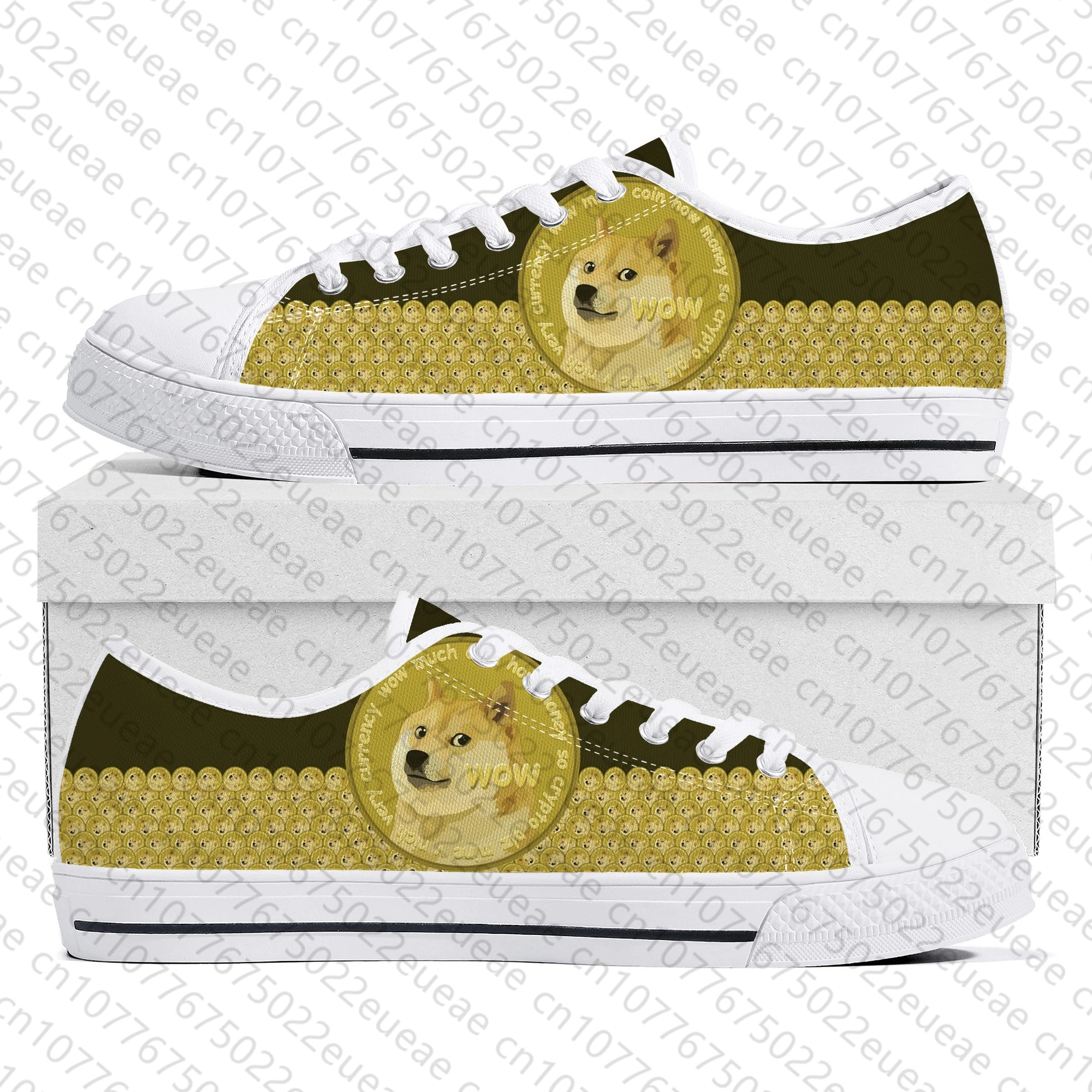 Dogecoin Crypto Currency Dog Coin Low Top Sneakers High Quality Mens Womens Teenager Canvas Sneaker Couple Shoes Custom Shoe