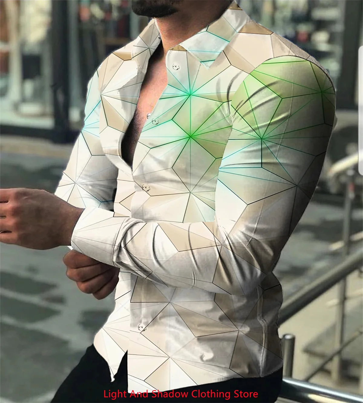 

Men's 3D Printed Long Sleeve Shirt, Casual Street Designer Clothing, Party Top, Collar Button, Luxury Top, 2025