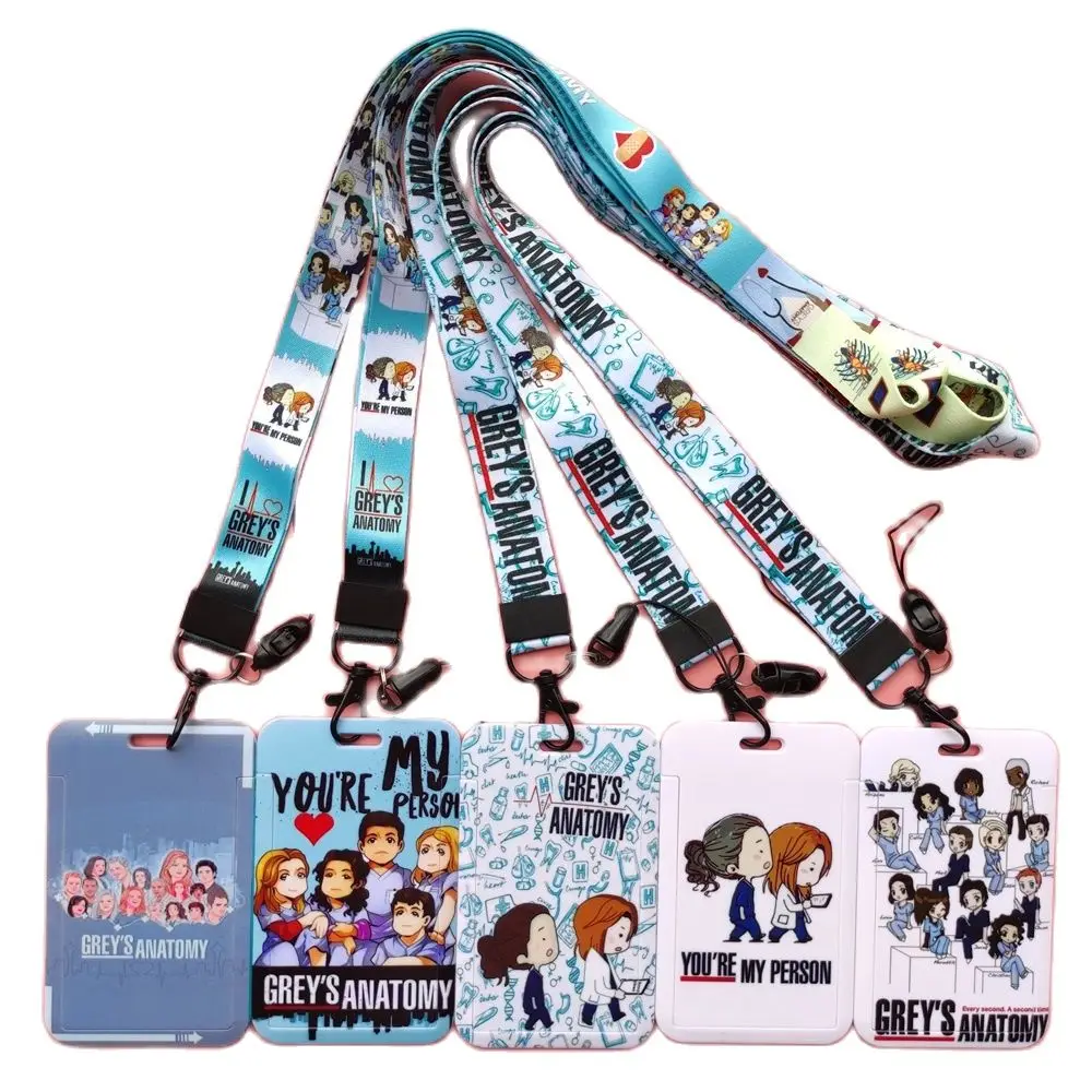 Grey's Anatomy Cartoon Credential Holder Keychains Neck Lanyard For Pass Card Anime Credit Card Holder Keychain Straps Wholesale