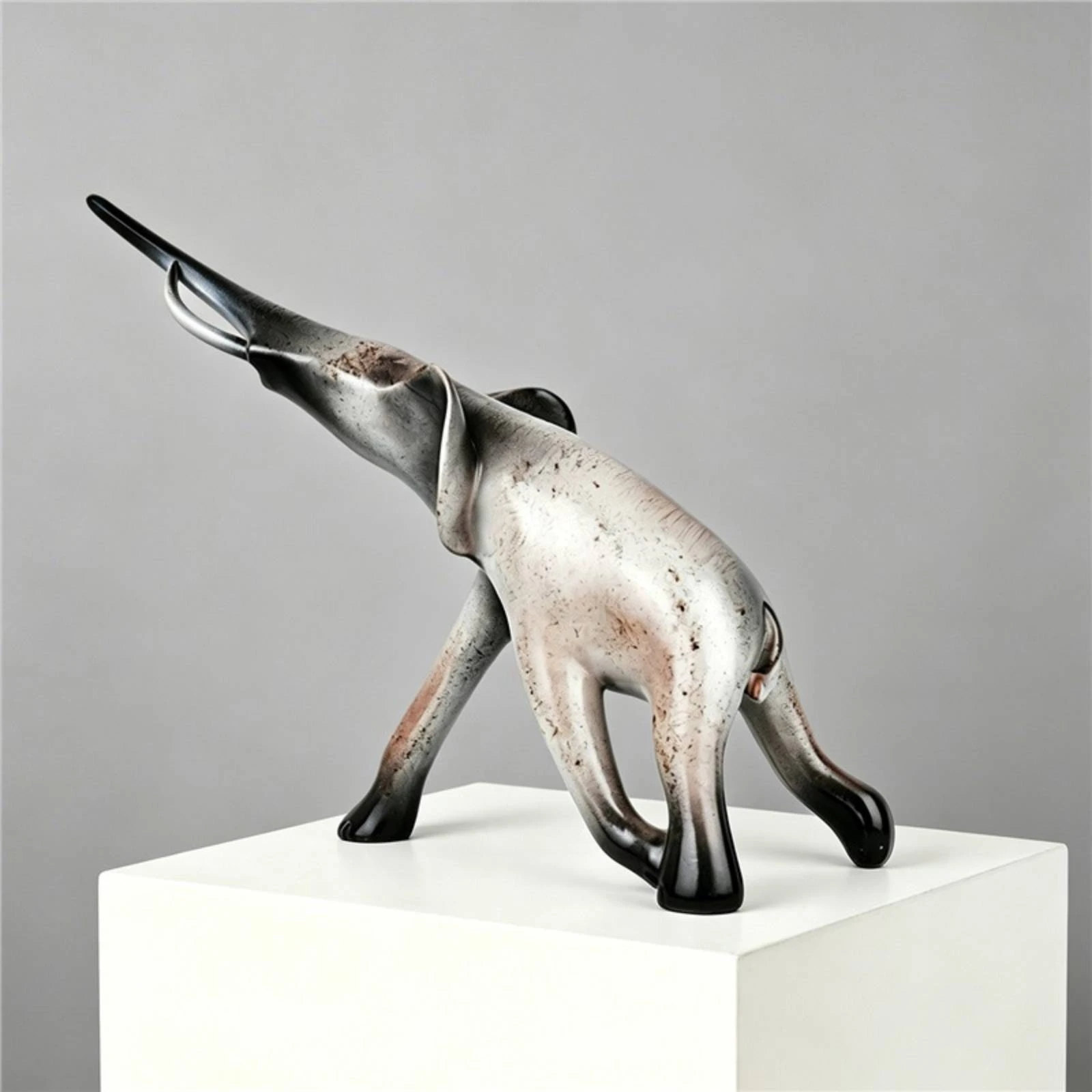 Abstract Elephant Statue Modern Metal Elephant Sculpture House Decoration Stylized Stretched for Study