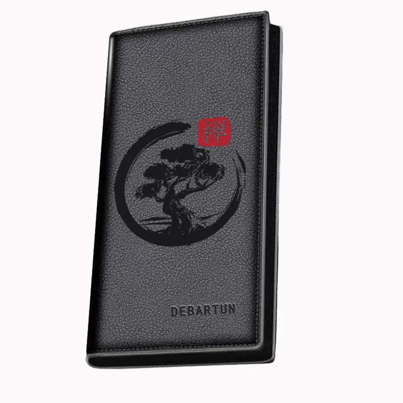 Bonsai tree inside brush circle zen Men's Long Wallets Business Stylish Printing Design Casual Use Christmas Valentine's Father'