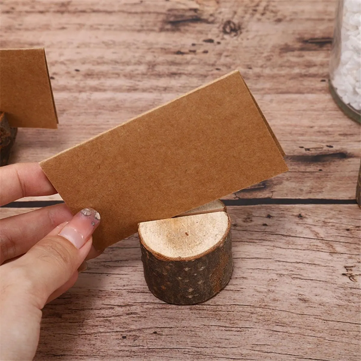 ABJS Country-Style Wooden Mat Card Rack, Paper Cards, Table Number Frame, Photo Display Rack, Food Label Rack