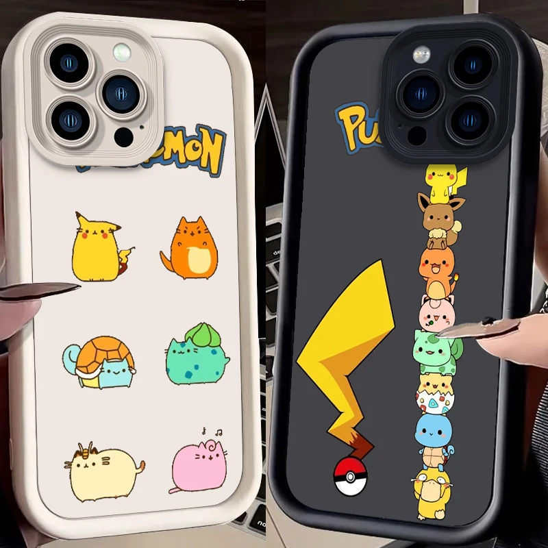 

P-Pokemones P-Pikachus Cartoon Eye Ladder For Apple iPhone 15 14 13 12 11 XS XR X Pro Max Plus Soft Phone Case