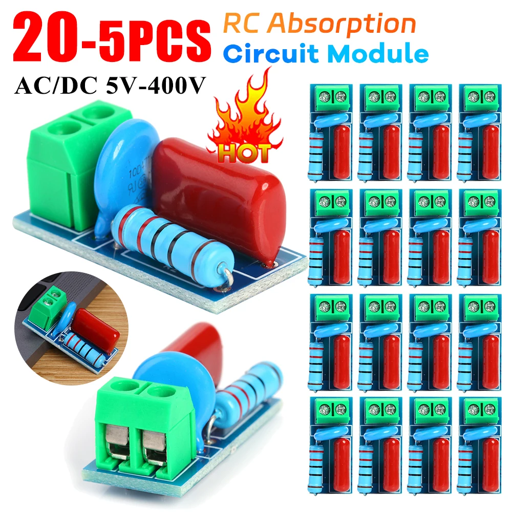 RC Absorption Circuit Module Relay Contact Protection Resistance Surge AC/DC 5V-400V Snubber Board Anti-interference Module