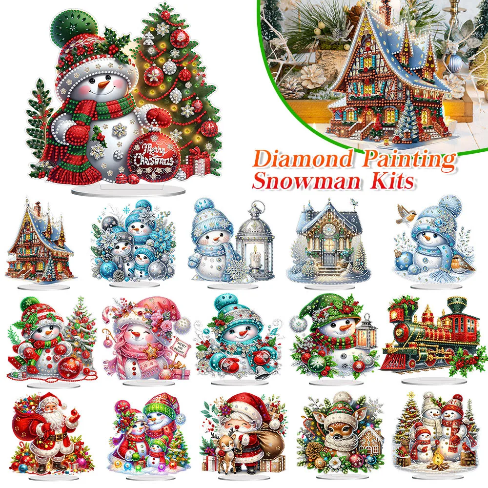 

DIY 5D Diamond Painting Snowman Desktop Ornaments Acrylic Christmas Santa Claus Diamond Mosaic Set Home Christmas Decorations