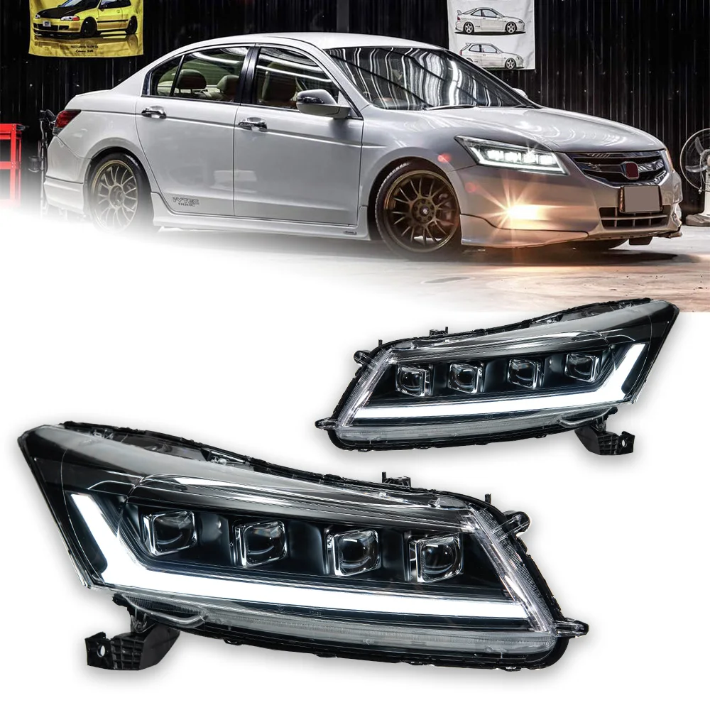 AKD For Honda Accord G8 Head Lamp 2008-2012 DRL H7 LED Bi Xenon Bulb Assembly UPgrade Dynamic Signal AutoAccessories