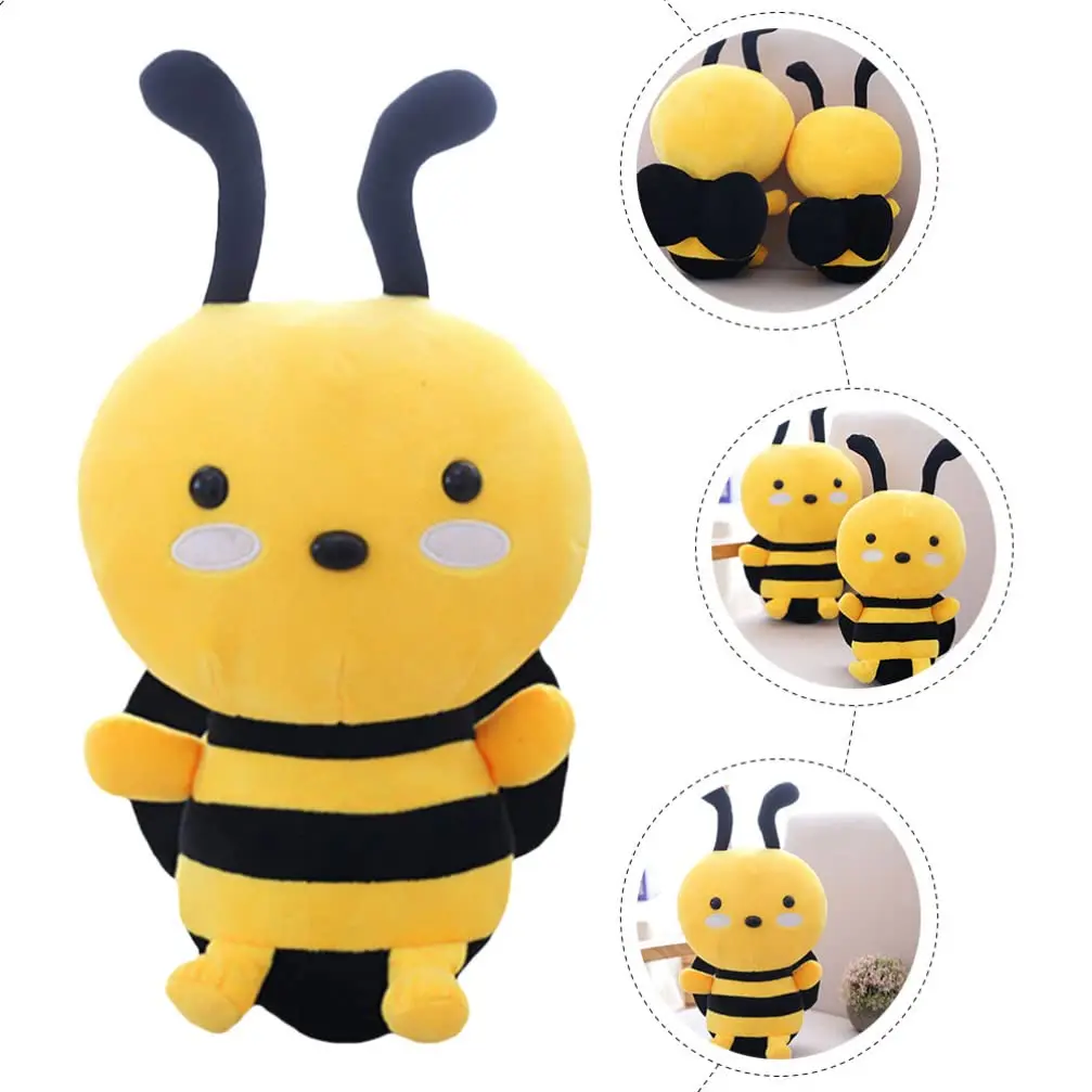 Kawaii Bee Plush Stuffed Animal Toys Soft Bumblebee Plush Toys Cute Honey Bee Pillow Girl Kids Playmate Birthday Gifts Girls Boy