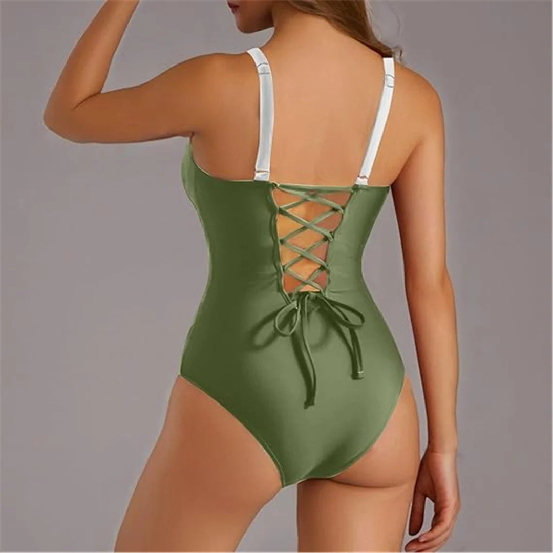 S - XL, 7 Farben, einteiliger Badeanzug mit Schnürung und Spitze, Damen-Badebekleidung, hoch geschnittene Beine, rückenfreier Badeanzug, Badeanzug, Modell V6952. – Detail 20