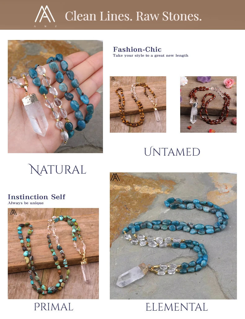 Natürliche Blau Apatit Nugget Chip Perlen Handmade Knot Halskette Frauen Weiß Quarz Punkt Perlen Yoga Halskette Lange 32 Zoll – Detail 1