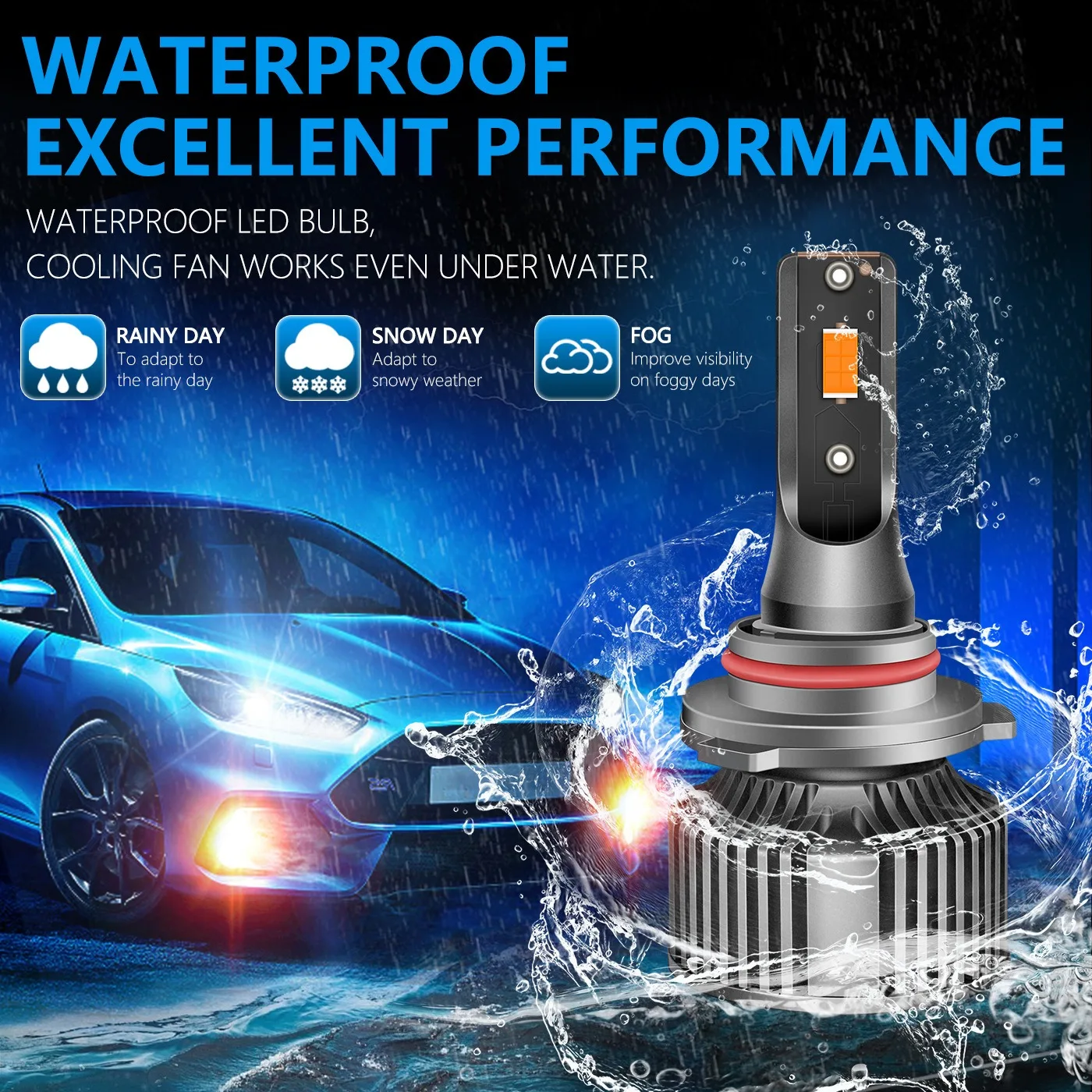 

9005 9006 9012 880 881 LED Headlight Bulbs 12V 50W 2000K Amber Light High Brightness