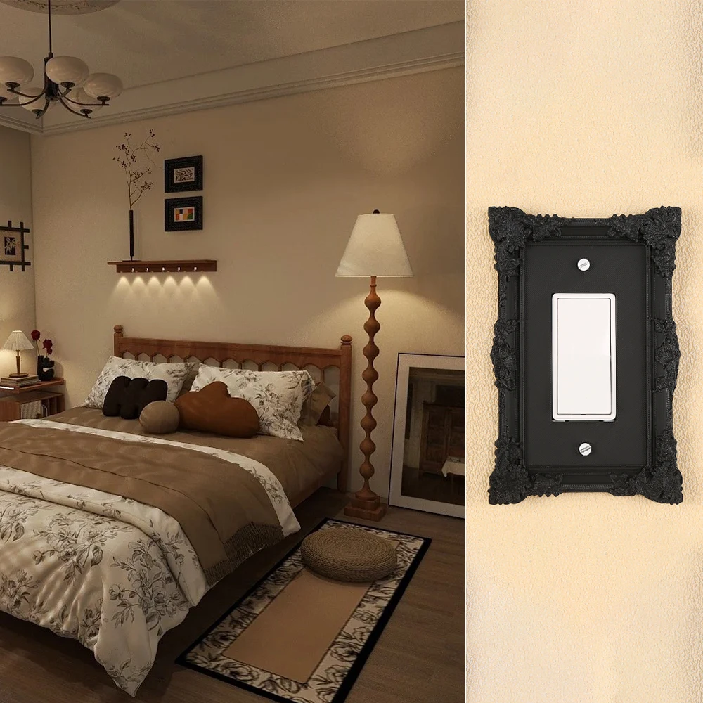 Cross - border Vintage Carved Switch/Outlet Decorative Frame, with exquisite and intricate carving craftsmanship, cloaks ordinar