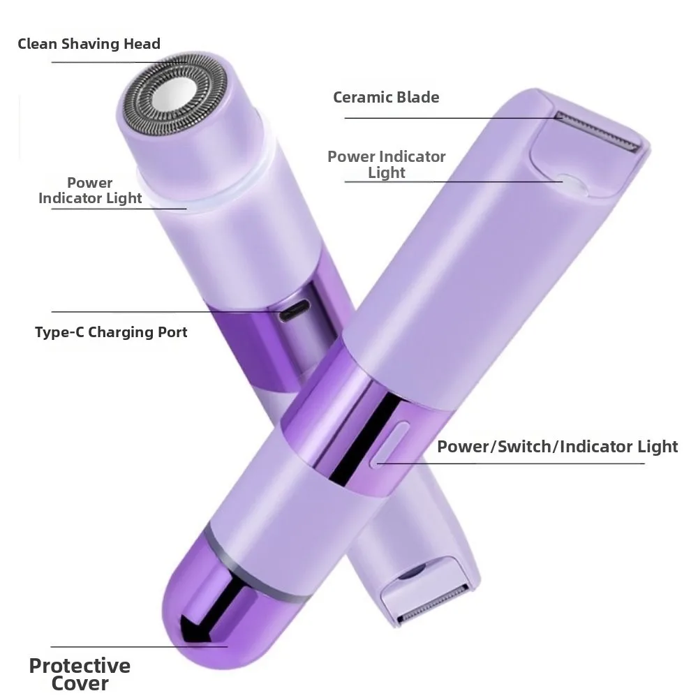 Shower Safe USB Rechargeable Electric Razor Double Head Cordless Hair Trimmer Waterproof Hair Remover