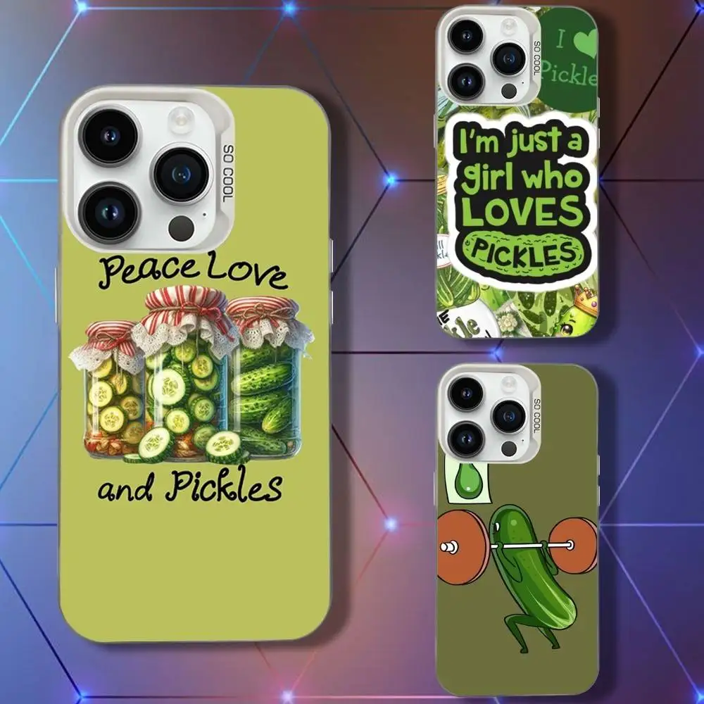 

Food Pickles Cucumber Phone Case For iPhone 16,15,14,13,12,11,Pro,XS,Max,Plus,Mini,SE White Candy Matte Shockproof Cover