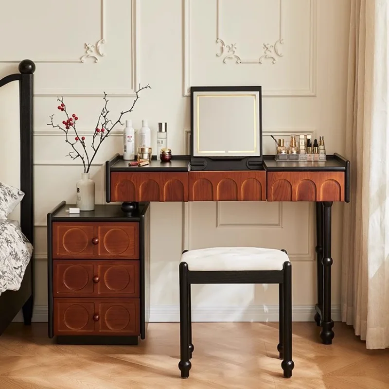 

Французский винтажный туалетный столик для макияжа, откидная крышка из цельного дерева, туалетный столик для макияжа, многофункциональная мебель для спальни, туалетный столик и туалетный столик YSSZT