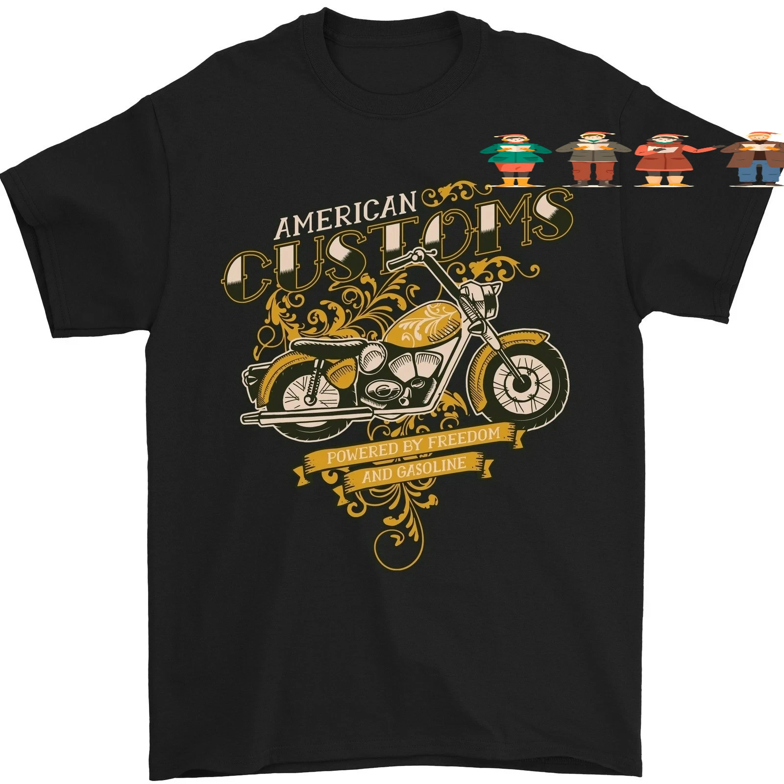American Customs Motorcycle Chopper Biker Rider T-Shirt 100% Cotton O-Neck Short Sleeve Summer Casual Mens T-shirt Streetwear