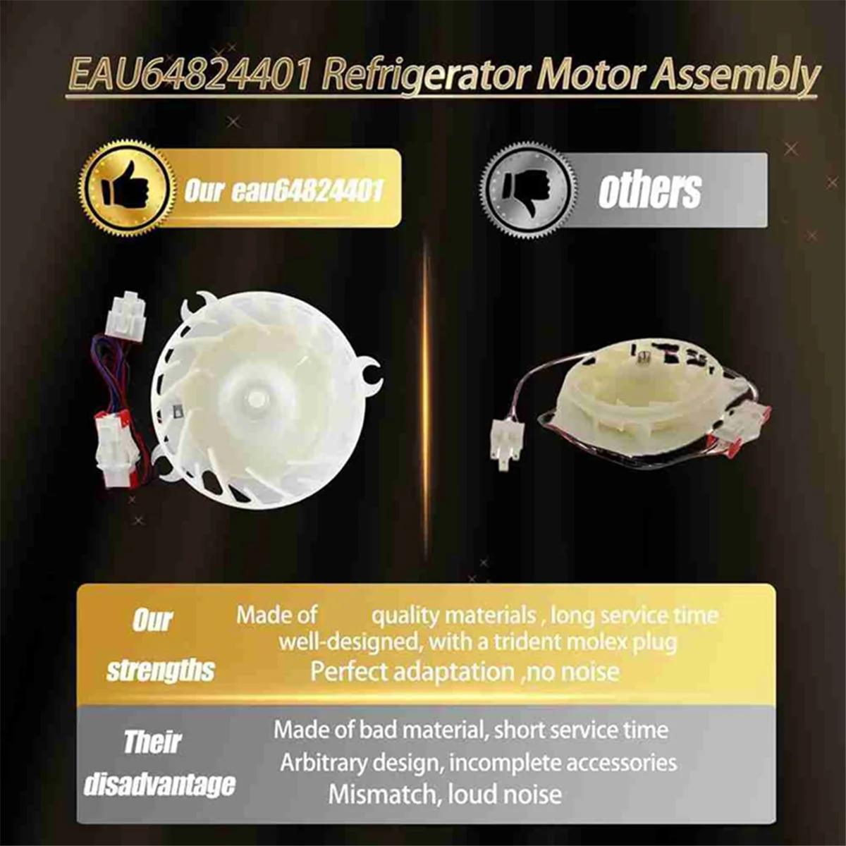 B25B EAU64824401 Fan Motor for LG Kenmore Refrigerator Evaporator Fan Motor Assembly Replacement Parts EAU61505013 Motor