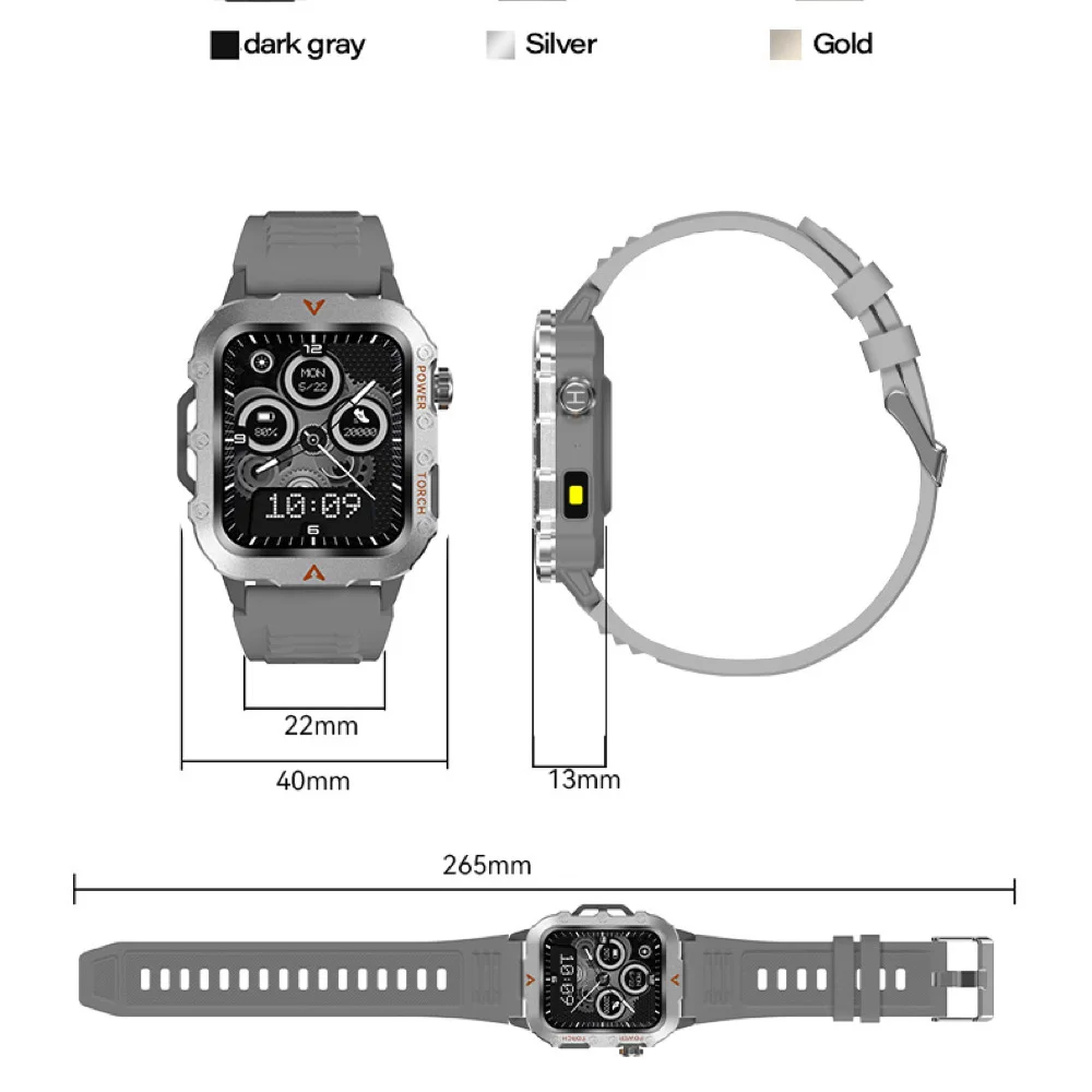 Linterna para exteriores, relojes inteligentes, resistente al agua, llamada de diente azul, reloj inteligente para hombres, monitoreo de ritmo cardíaco y salud, modos multilocomoción