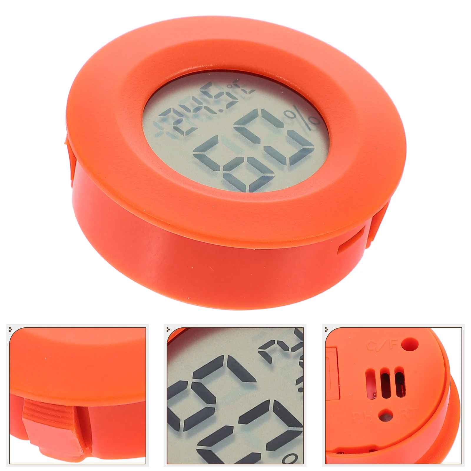 

Red Digital Thermometer Hygrometer Round Shaped Portable for Indoor Home Office Warehouse Temperature Humidity Measurement
