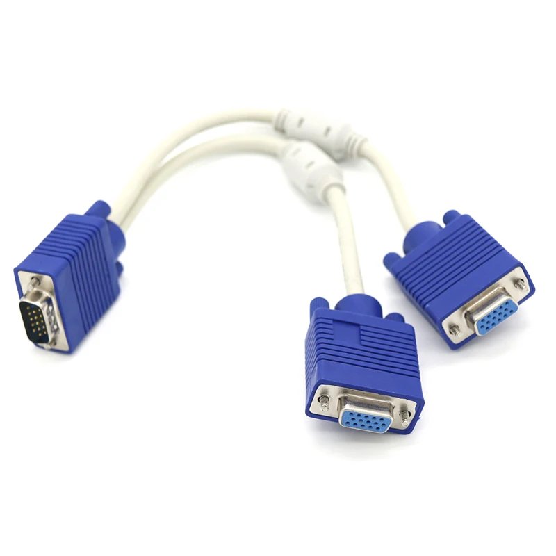VGA Y Splitter Cable 1 Male to Dual 2 Female VGA Video Wire for PC Monitor Same Screen Display