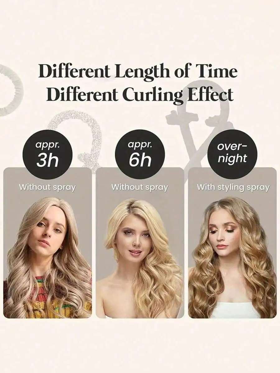 

3-Piece Heatless Hair Curling Tools: Silk Headband And Soft Foam Rollers For Long Hair, Loose Waves, All Hair Types, School