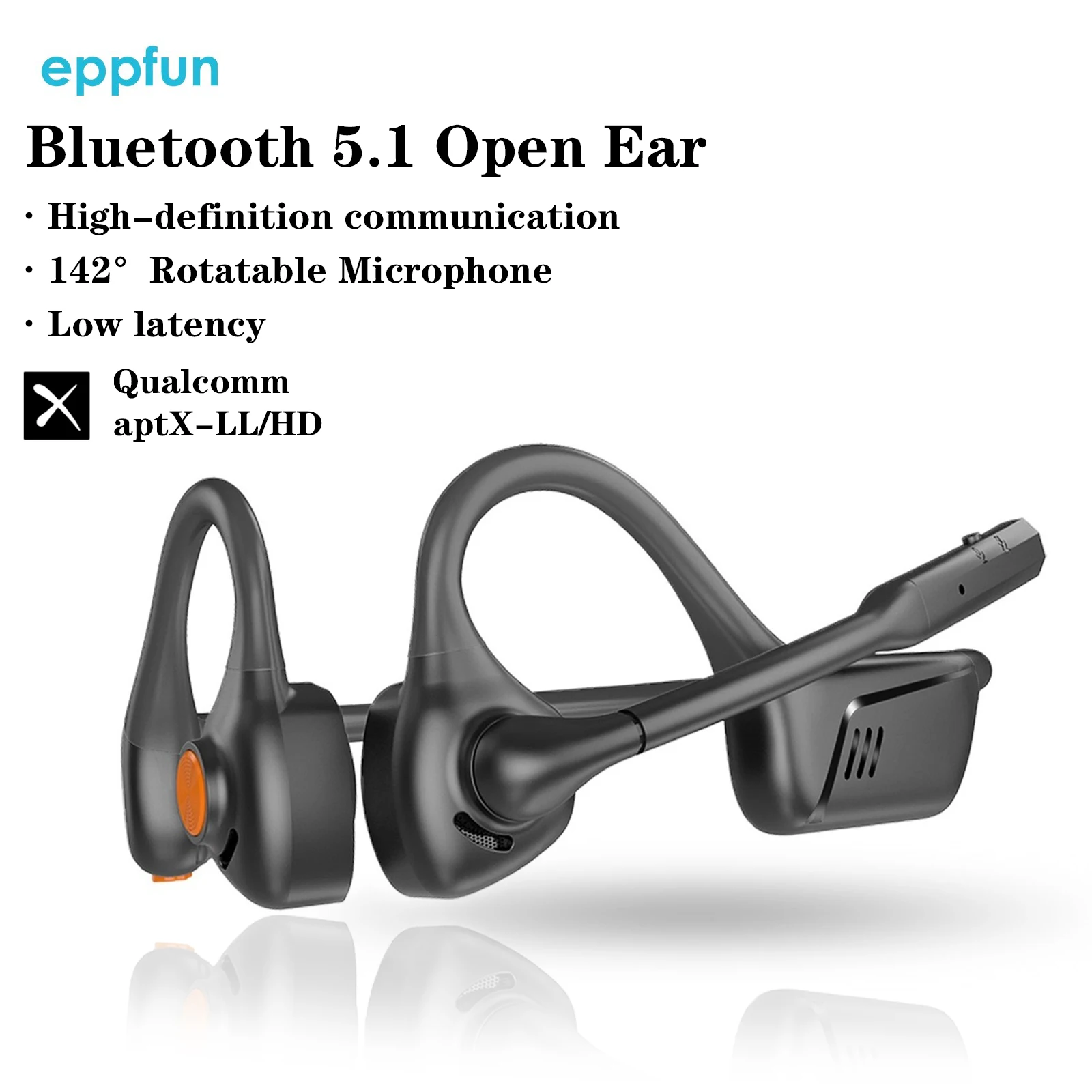 Open Ear Bluetooth 5.1 Headset Aptx HD/ LL Noise Canceling Microphone, Long 24H Wireless Headset  for Cellphone PC Laptop