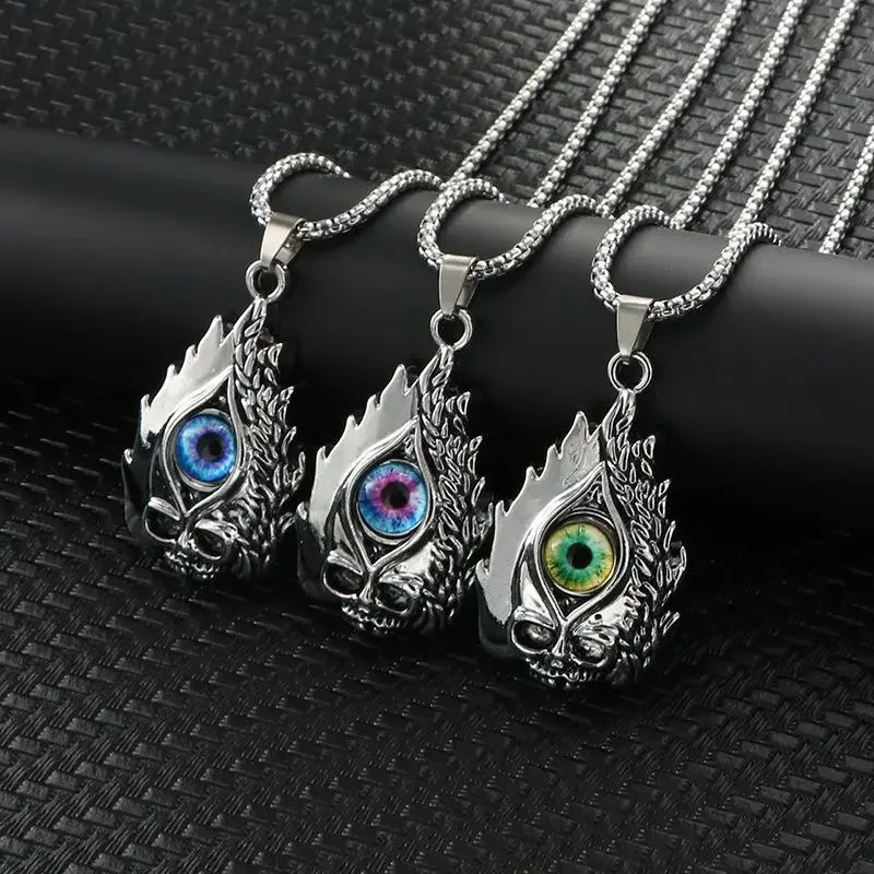 

New 2023 Vintage Fashion Hip-hop Skull Eye Pendant Unisex Punk Necklace Banquet Jewelry Accessories Gift