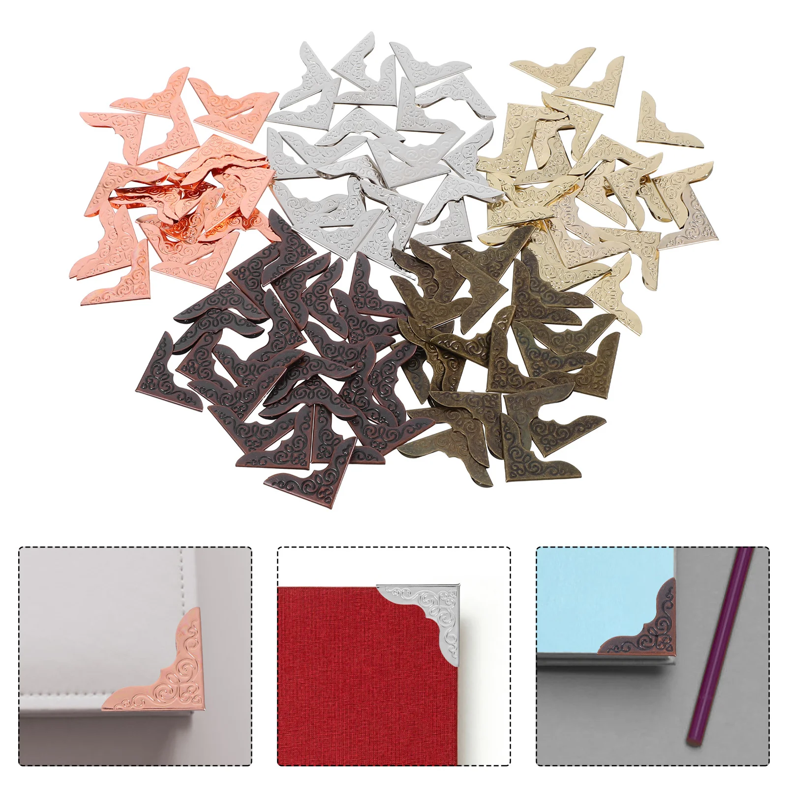 

100Pcs Iron Book Corner Protector Heavy Duty Corner Guard for Scrapbook Photo Album Notebook Page Protection Photo Corners