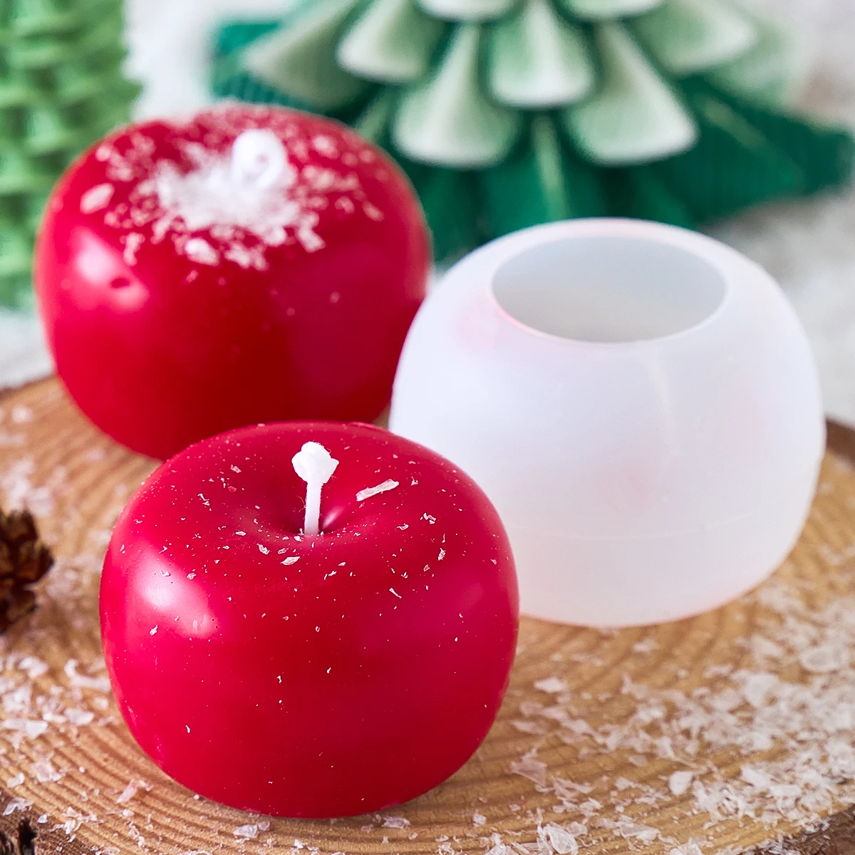 Simulation Apple Candle Silicone Mold DIY Handmade Aromath Soap Plaster Resin Craft Casting Molds Home Christmas Decor Supplies