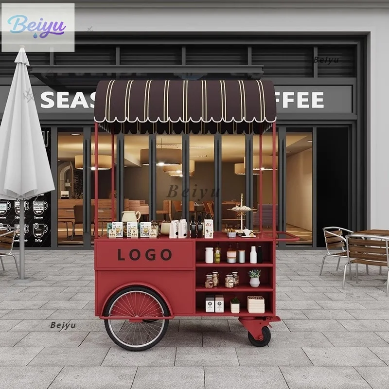 Stall trolley hand push commercial promotional cart display stand stall trolley float multi-functional mobile coffee cart