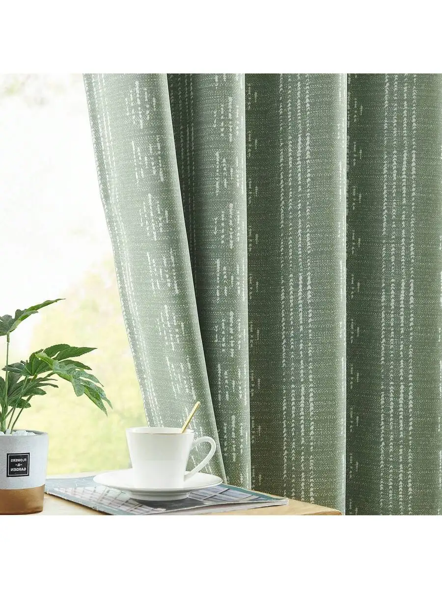 Boho Geometric Printed Grommet Curtains Blackout Thermal Insulated Window Drapes