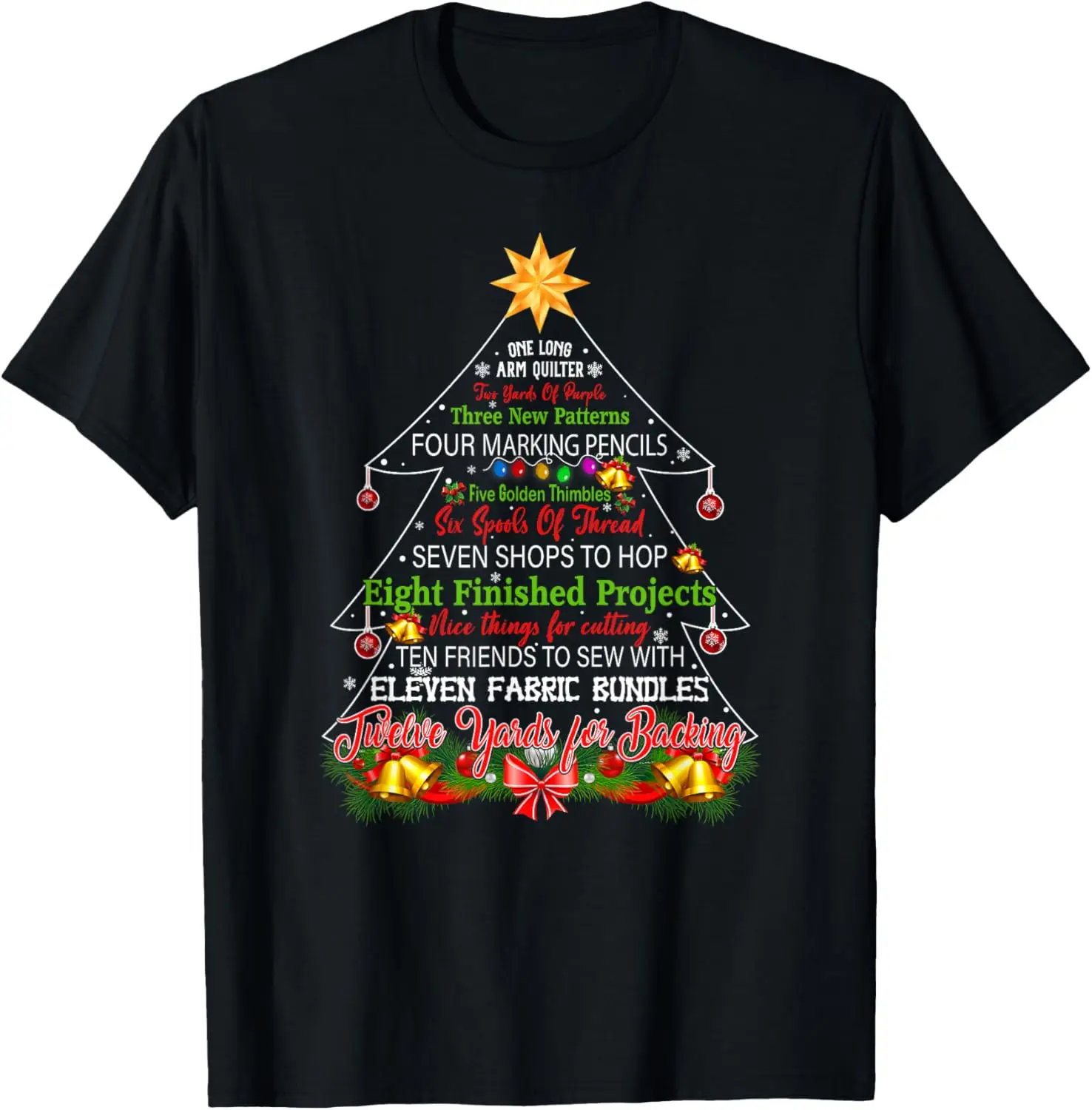 Quilting Christmas Tree Shirt One Long Arm Quilter T-Shirt