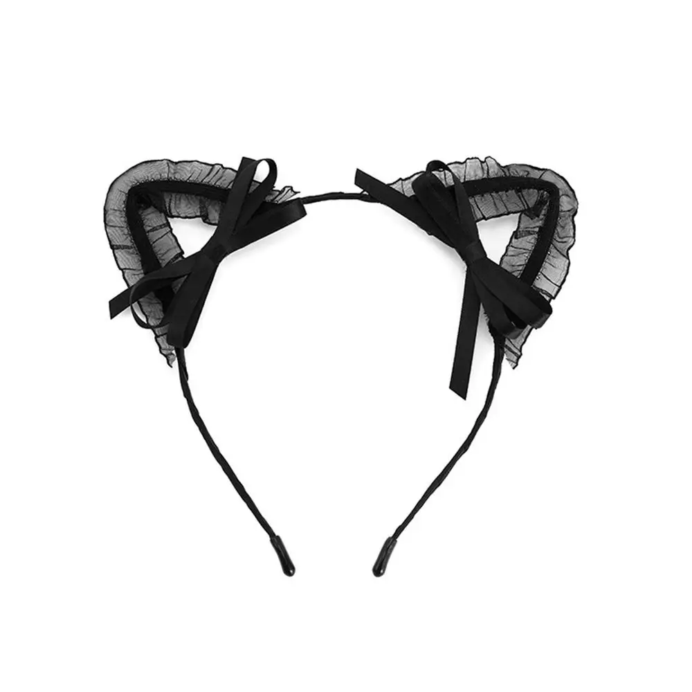 Fashion Thin Cat EarsHairband Head Bezel Headwear Lace Headband Hair Hoop Bow Hair Band Lady