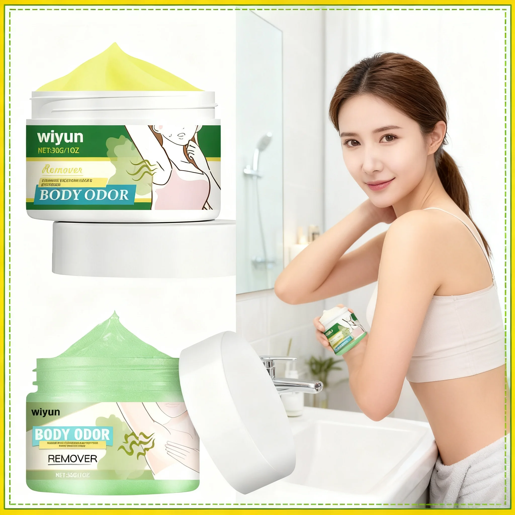 Crema Desodorante para el Cuerpo, Elimina el Mal Olor, Refrescante y Duradera, Efecto Significativo, Crema Antitranspirante (1/2 Piezas)