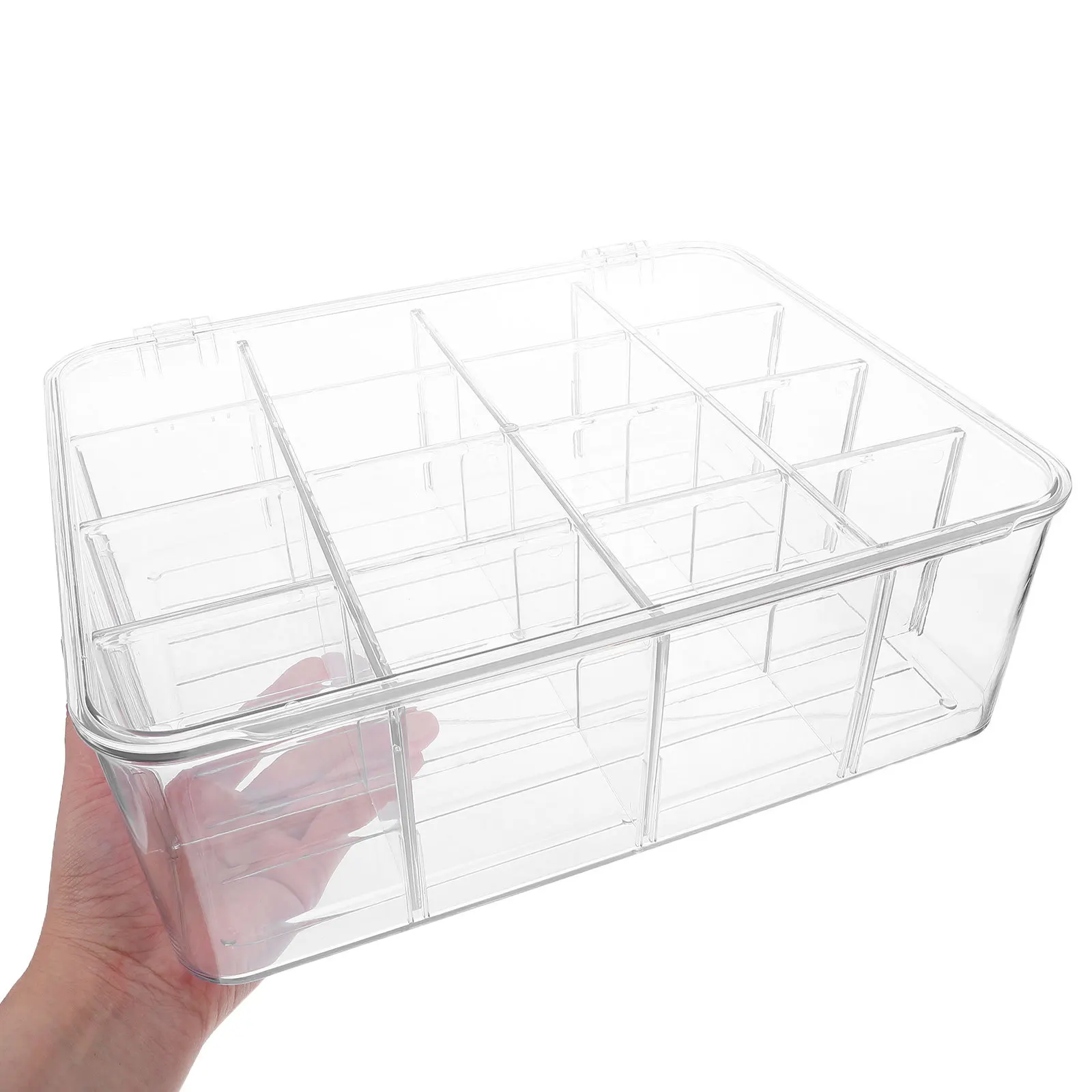 

Large 16-Grid Tea Bag Organizer Clear Lid Plastic Storage Box Holder Cabinet Countertop Tea Pack Container Office Home