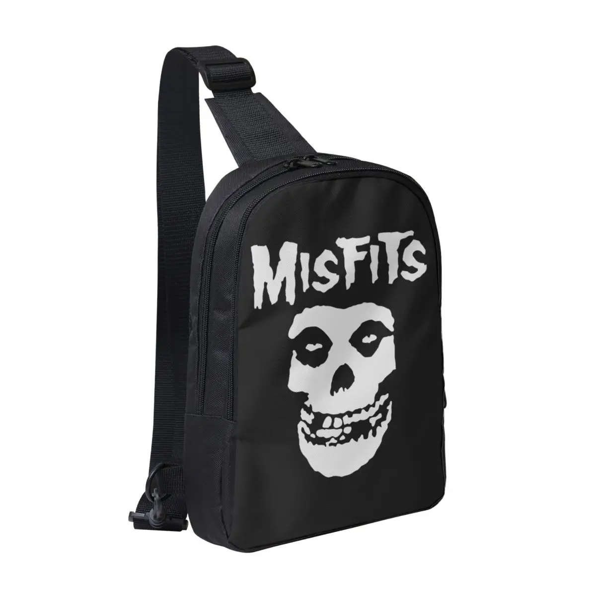 

Bat Skull Misfits Skull Mesh Chest Bag Men Sling Crossbody Backpack Chest Bag Traveling Hiking Daypack Shoulder Bag