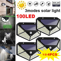 1/2/4pcs 100 Led Solar Lights Outdoor Motion Sensor Lights 3 modes Wireless Security Lights 1000 Lumen Waterproof Wall Light