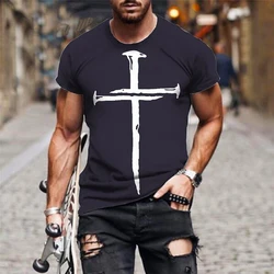 Summer Fashion Personalized Cross 3D Art Printed Elegant Simple Fashion T-shirt