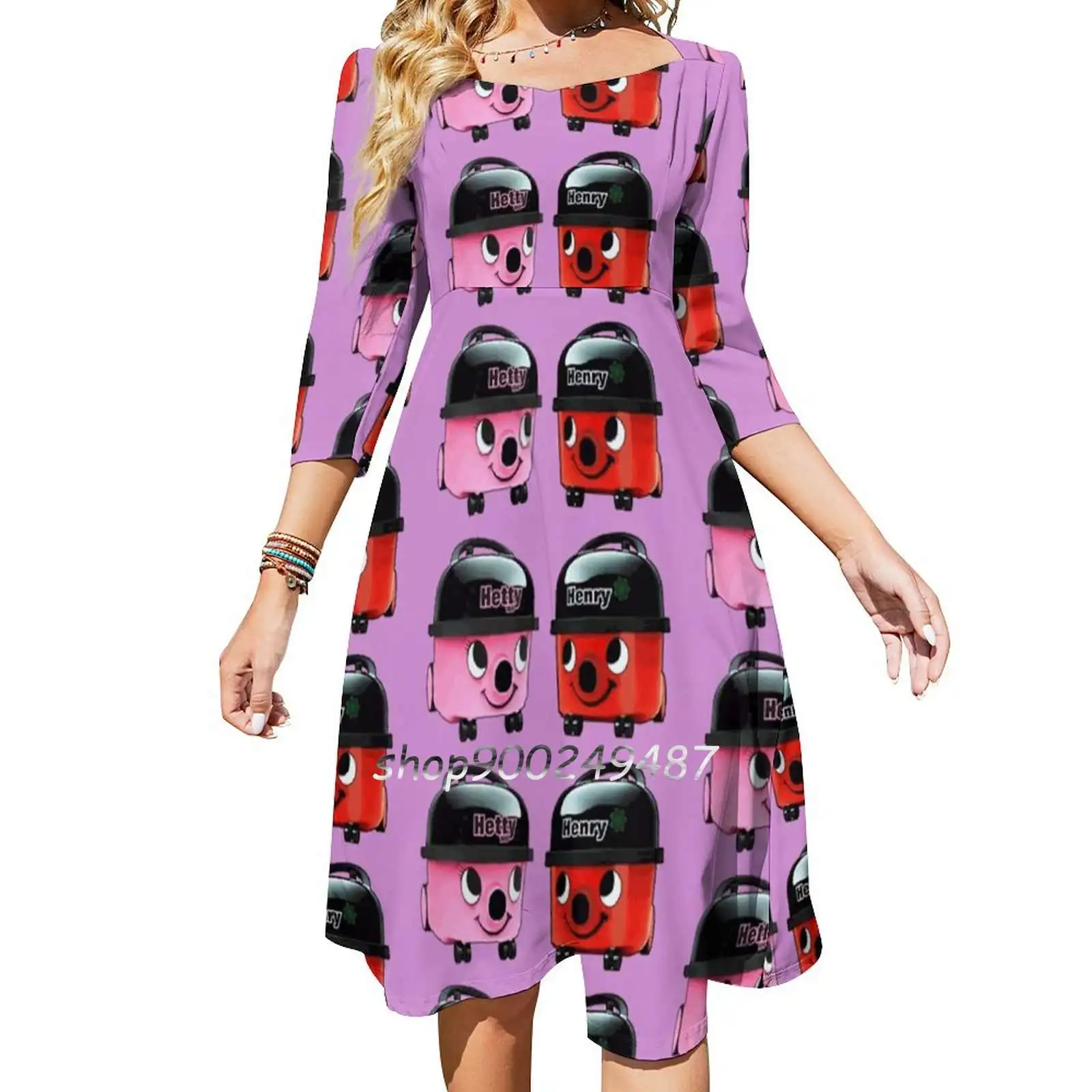 Henry And Hetty Hoover Square Neck Dress Sweet Summer Dress Women Multiple styles Print Dress Henry Hoover Hetty Hoover Hoovers