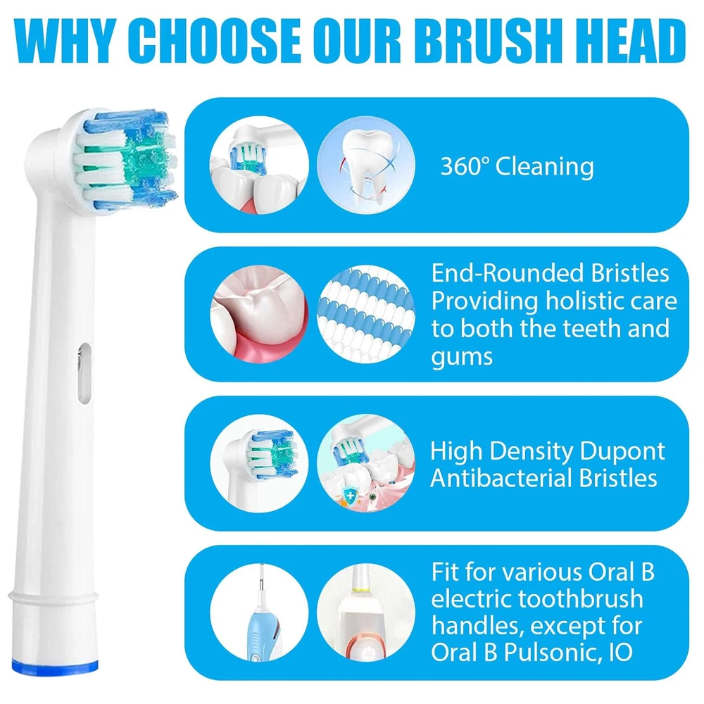 Rotierende Ersatzbürstenköpfe, kompatibel mit Oral B elektrischen Zahnbürsten, Zahnbürstenkopf für Pro 1000/100/500 (4/8/12/20 Stück) – Detail 2