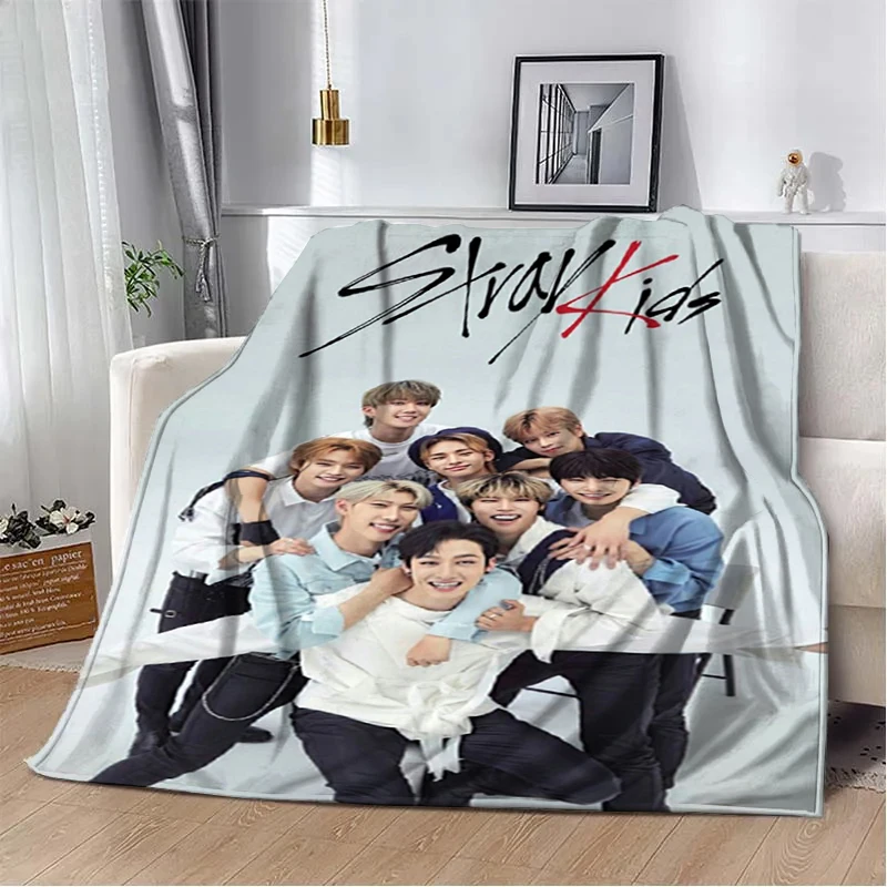 3D KPOP S-Stray-K-Kids Throw blanket Picnic blanket Warm Flannel blankets Home Couch bed linings blankets for beds Birthday Gift